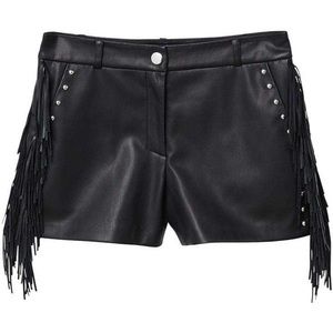 MANGO LEATHER FRINGE SHORTS SIZE: EU - M, USA - S